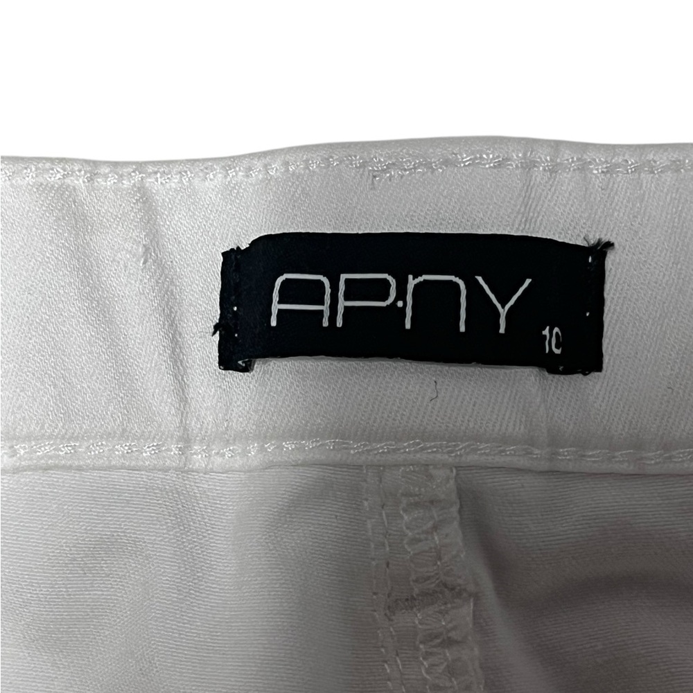 NWT APNY | Southwestern Cuff Cropped Straight Pull On White Denim Jeans 10‎ - Picture 6 of 10